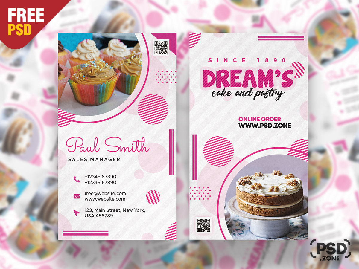 Cake and Pastry Shop Business Card PSD - PSD Zone Throughout Cake Business Cards Templates Free