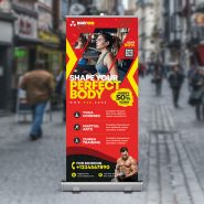 Gym Fitness Business Roll Up Standee PSD