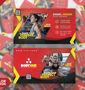 Gym and Fitness Center Business Card PSD