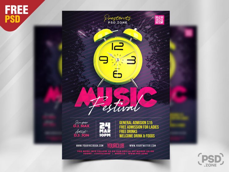 Modern Music Festival Party Flyer PSD