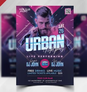 Urban Night Party Flyer PSD
