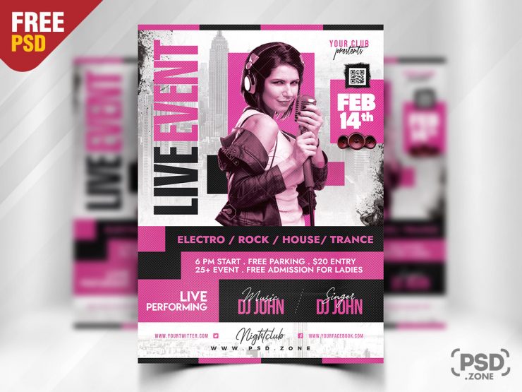 Awesome Live Music Event Flyer PSD