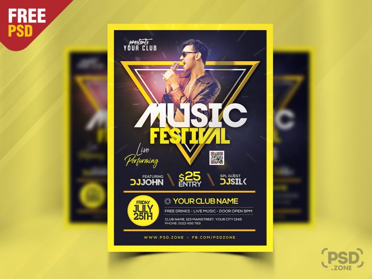 Live Music Festival Flyer PSD Template - PSD Zone