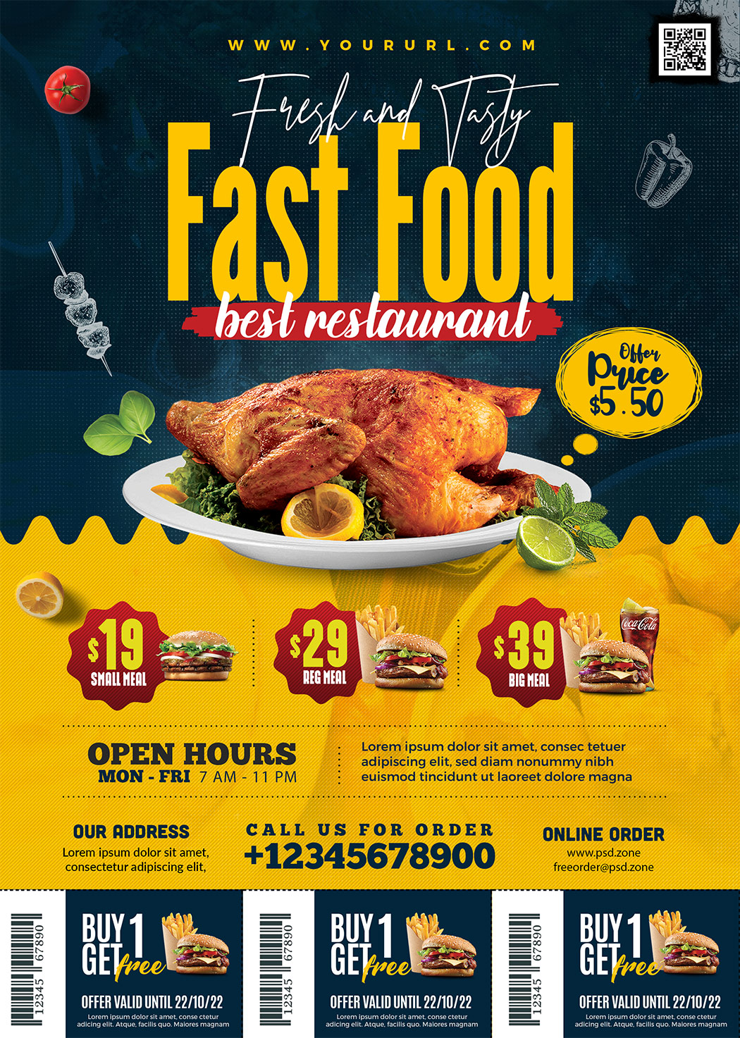 FastFoodRestaurantPromotionFlyerPSDPreview PSD Zone