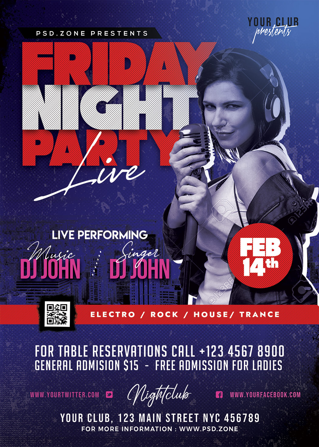 Friday Night Club Party Flyer PSD