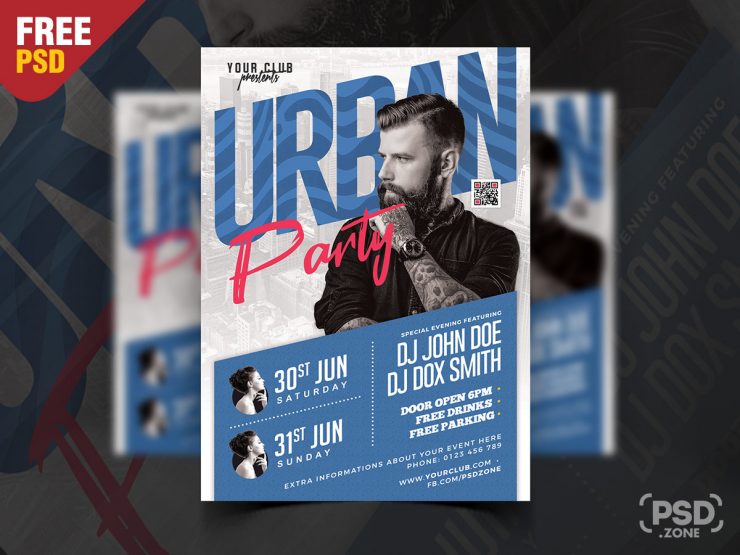 Urban Night Music Party Flyer PSD