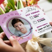 Baby Birth Announcement Card PSD Template