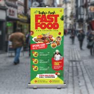 Fast Food Restaurant Roll Up Banner PSD