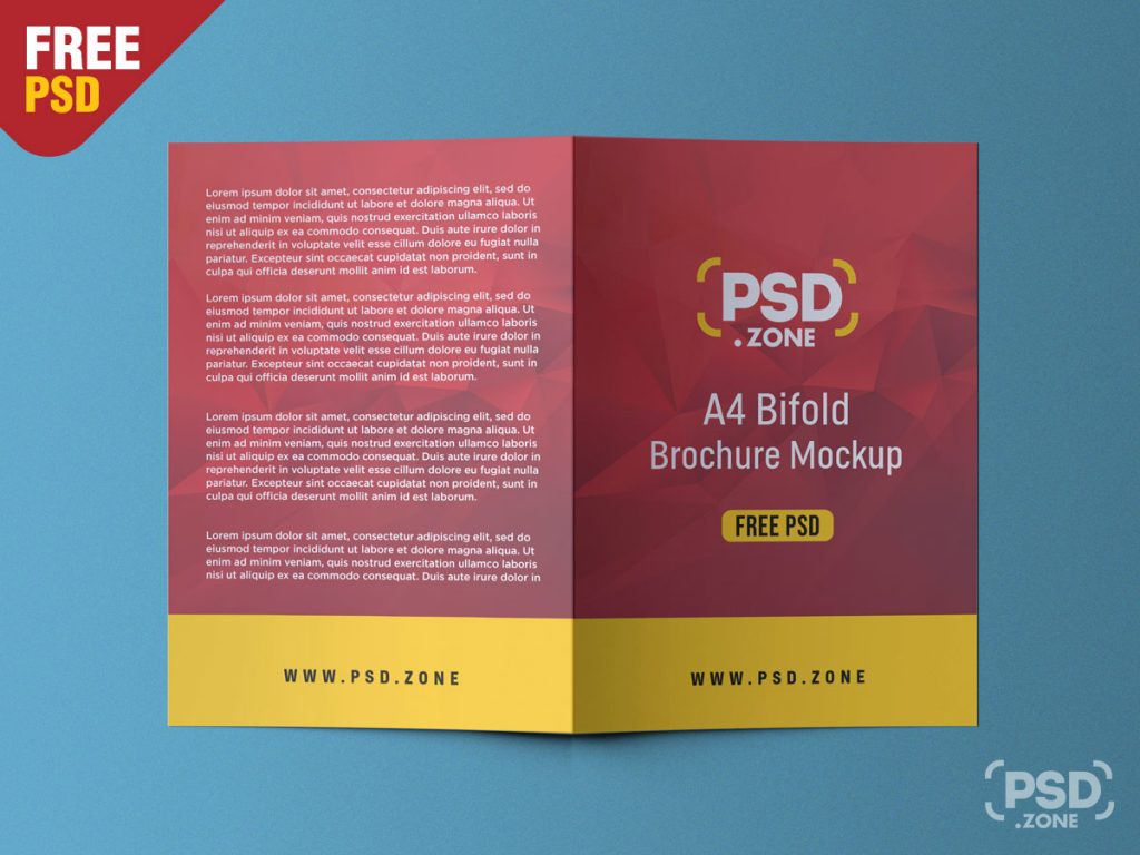 A4 Bifold Brochure Mockup PSD (Front And Back) - PSD Zone