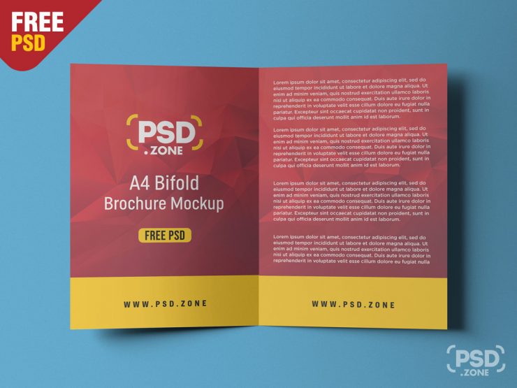 A4 Bifold Brochure Mockup PSD (Left and Right)