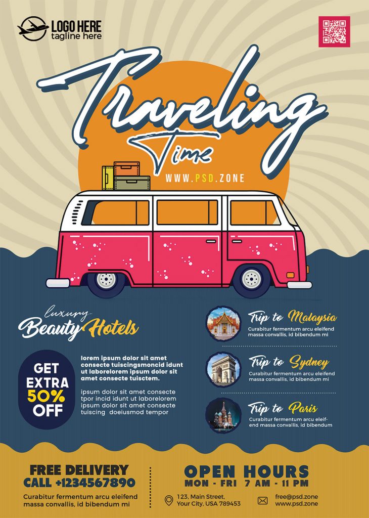 Travel Agency Advertisement Flyer Psd Psd Zone - Gambaran