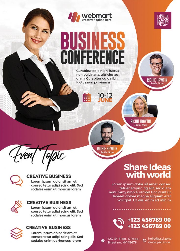 Business Conference Designer Flyer PSD Template PSD Zone