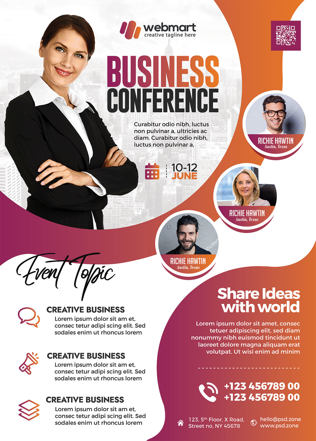 Business Conference Designer Flyer Psd Template Preview Psd Zone ...