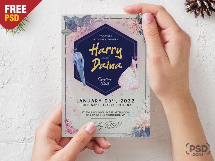 Wedding Invitation Card PSD Template PSD Zone