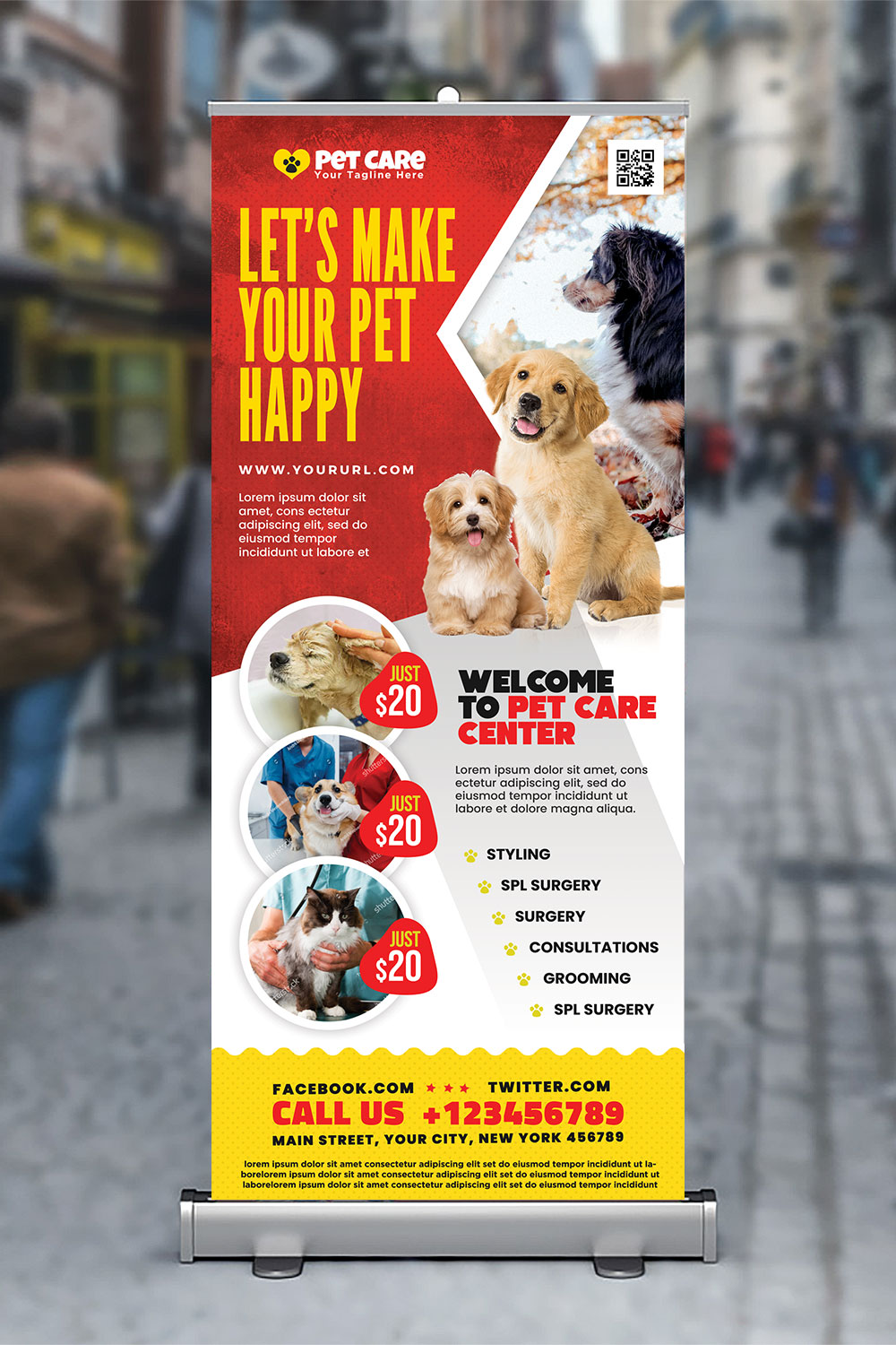 Pet Care Clinic Roll up Banner PSD - PSD Zone