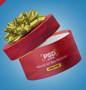 Round Gift Box Mockup PSD