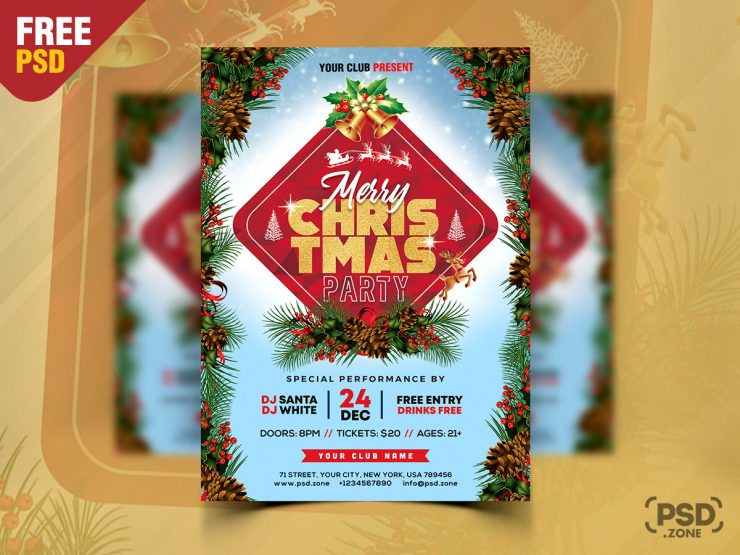 Beautiful Christmas Party Flyer PSD
