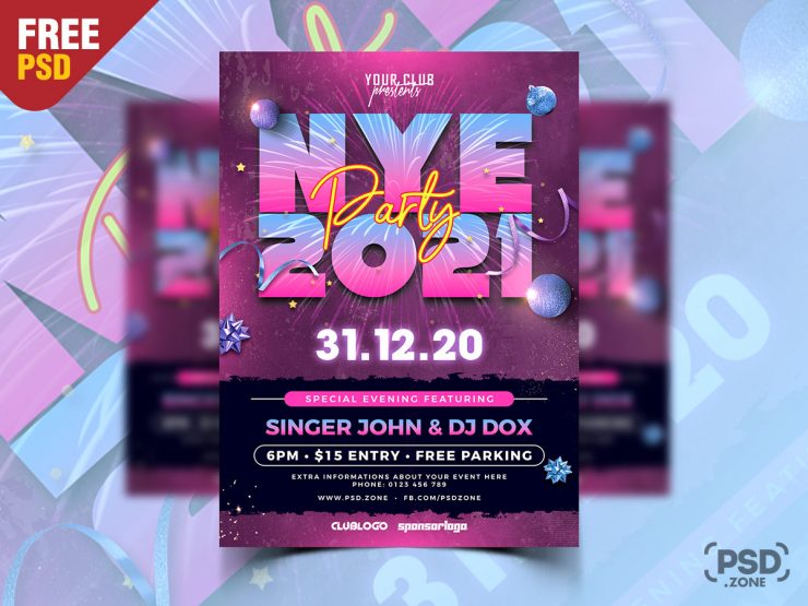 NYE 2021 Party Flyer PSD