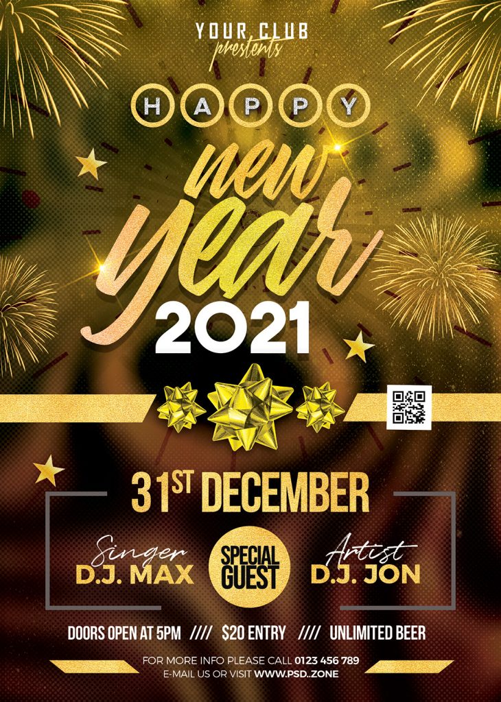 New Year 2021 Party Flyer PSD