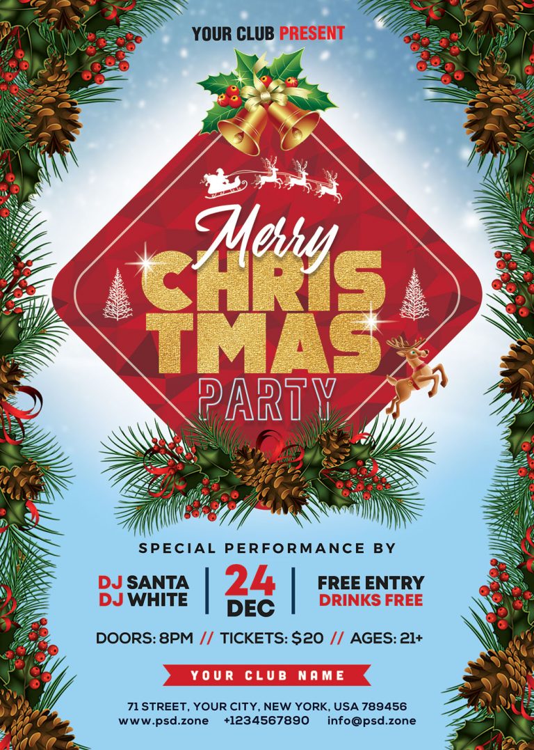 Beautiful Christmas Party Flyer PSD - PSD Zone