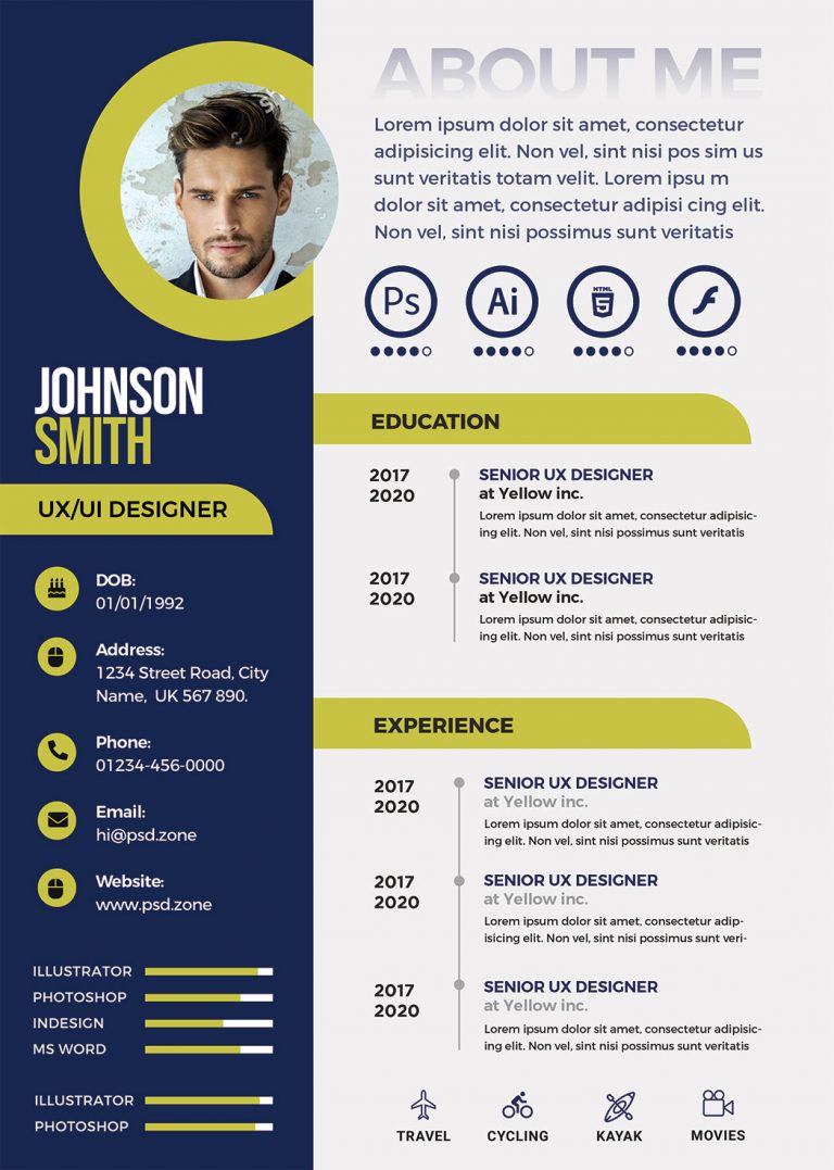 A4 Designer Resume PSD Template - PSD Zone