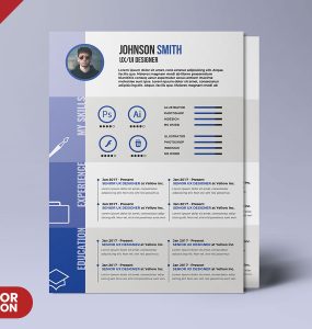 A4 Size Beautiful and Designer Resume PSD Template