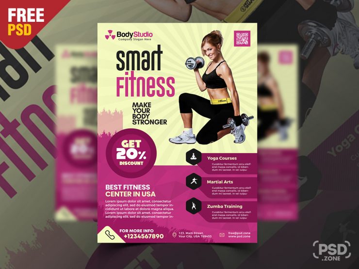 Clean Gym Fitness Business Flyer PSD