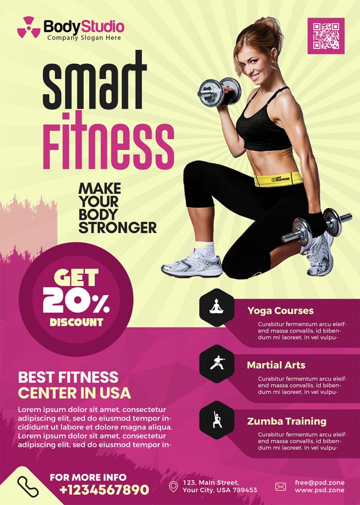 Clean Gym Fitness Business Flyer PSD - PSD Zone