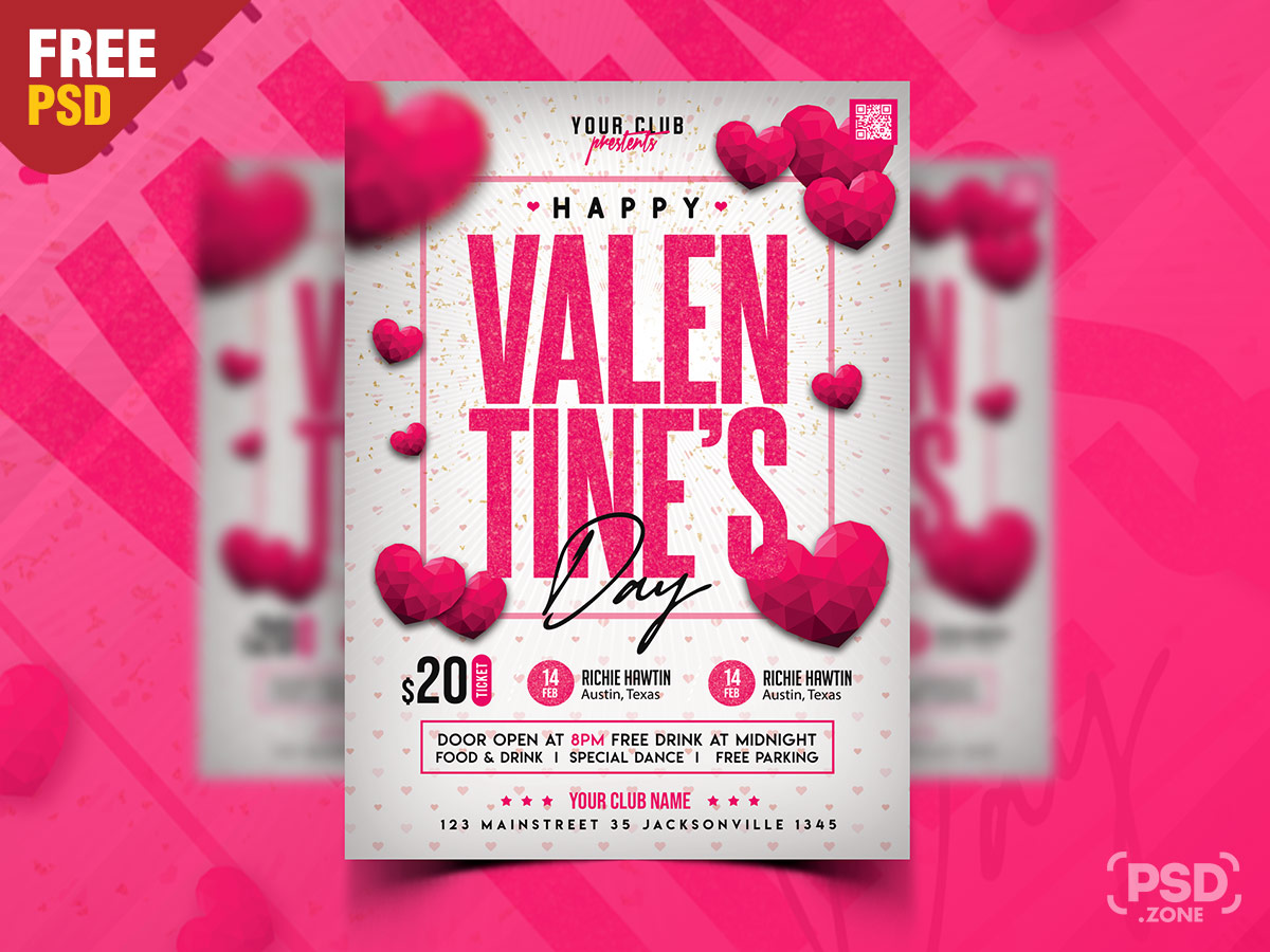 Valentine Day Party Flyer Psd Template Free - Printable Form, Templates ...