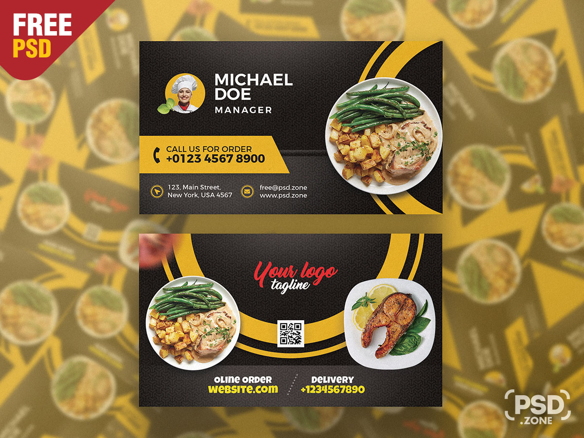 Restaurant Cafe Business Card PSD Template - PSD Zone Inside Food Business Cards Templates Free