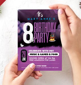 Beautiful Birthday Party Invitation Card PSD