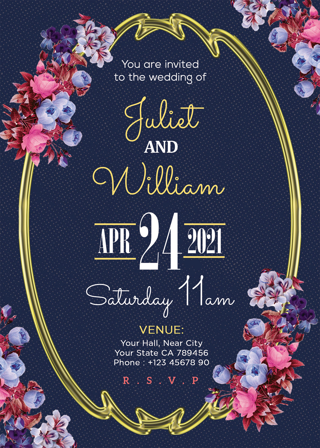 Beautiful Wedding Invitation Card PSD - PSD Zone