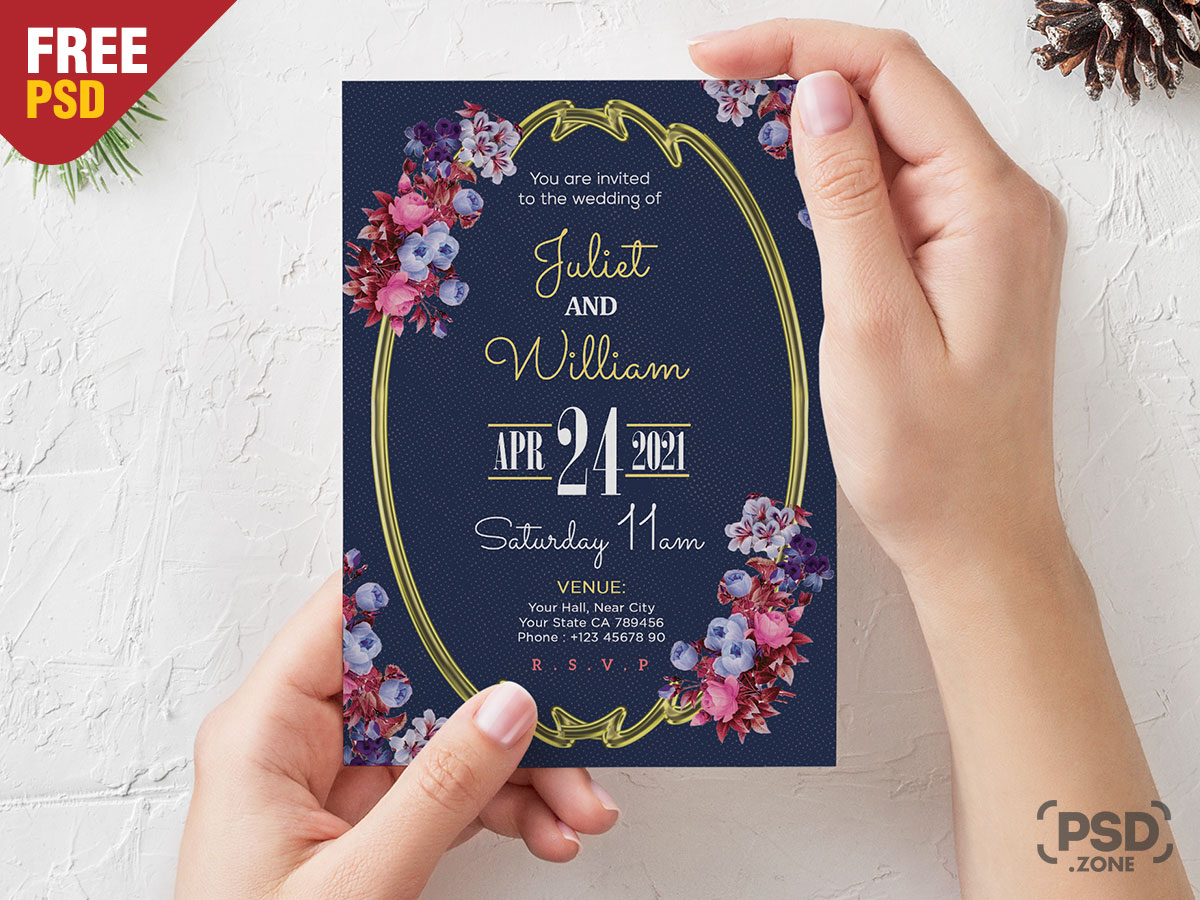 Beautiful Wedding Invitation Card PSD - PSD Zone