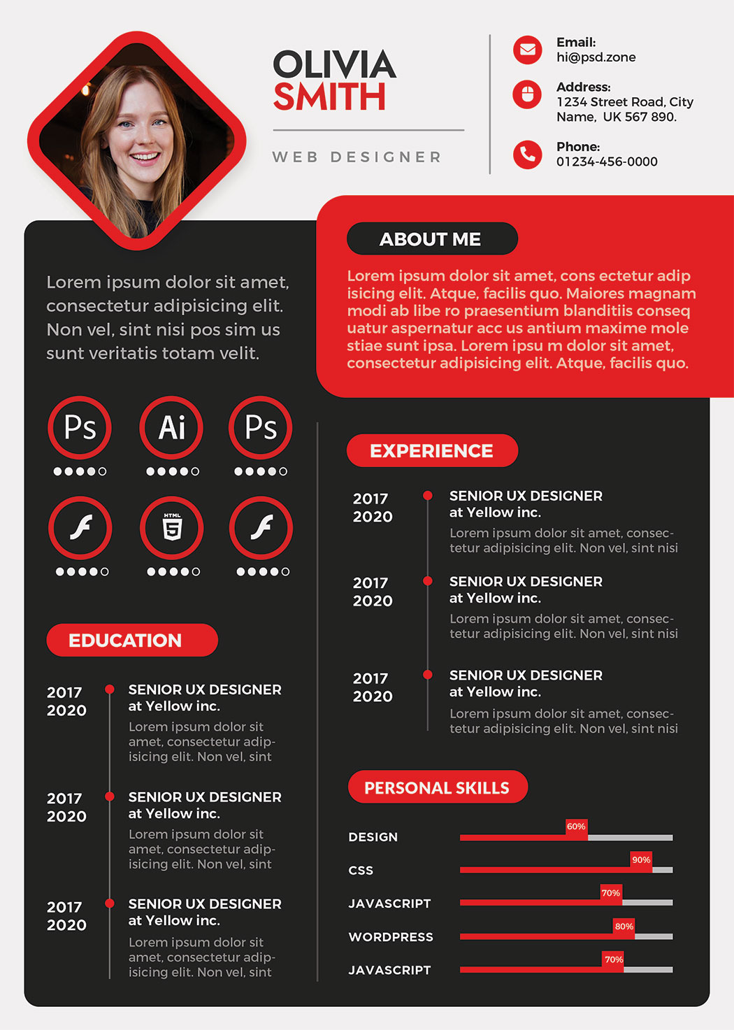 A4 Size Creative Resume CV PSD - PSD Zone