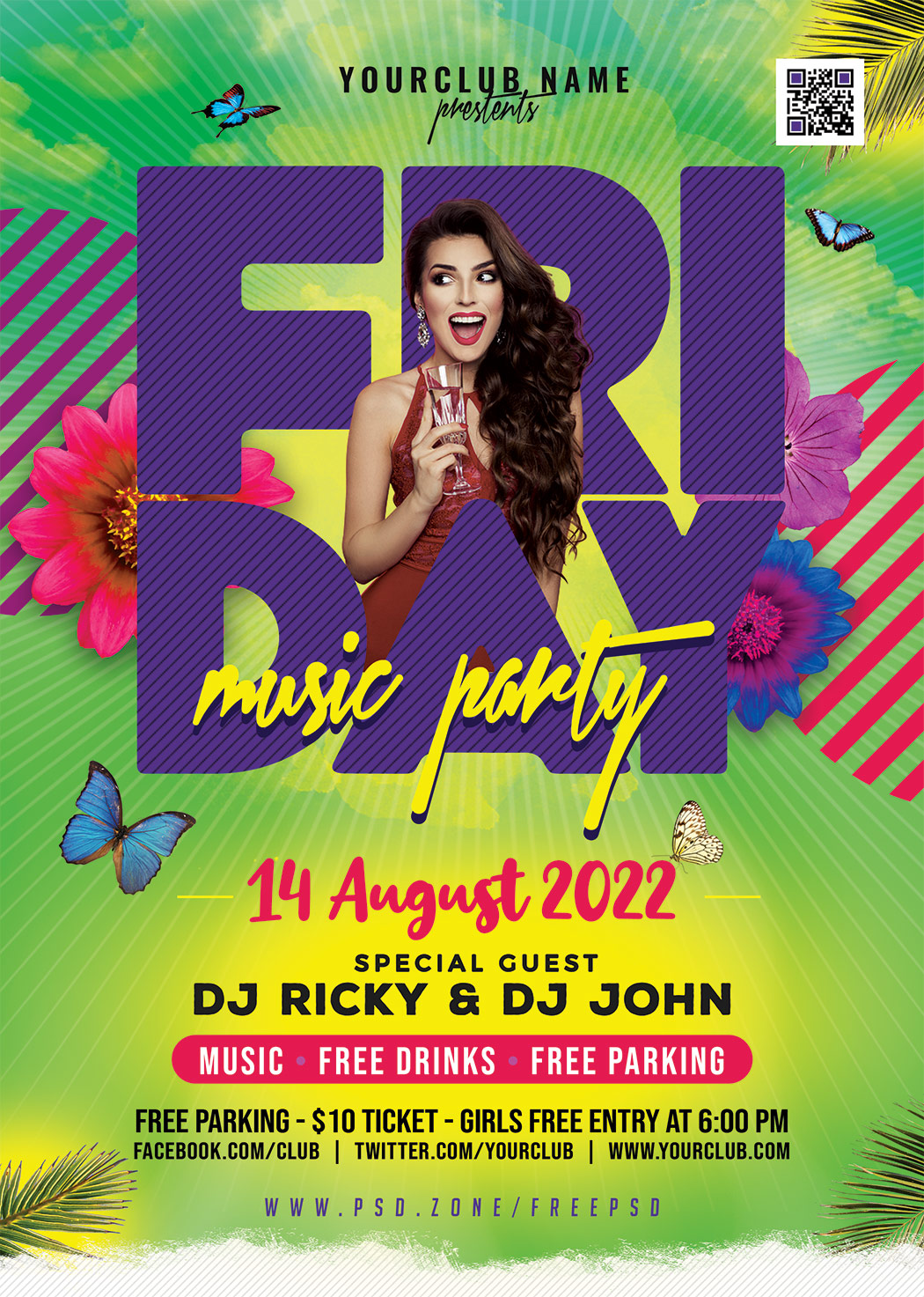 Colorful Night Club Flyer PSD - PSD Zone