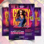 Crazy Night Club Party Flyer PSD