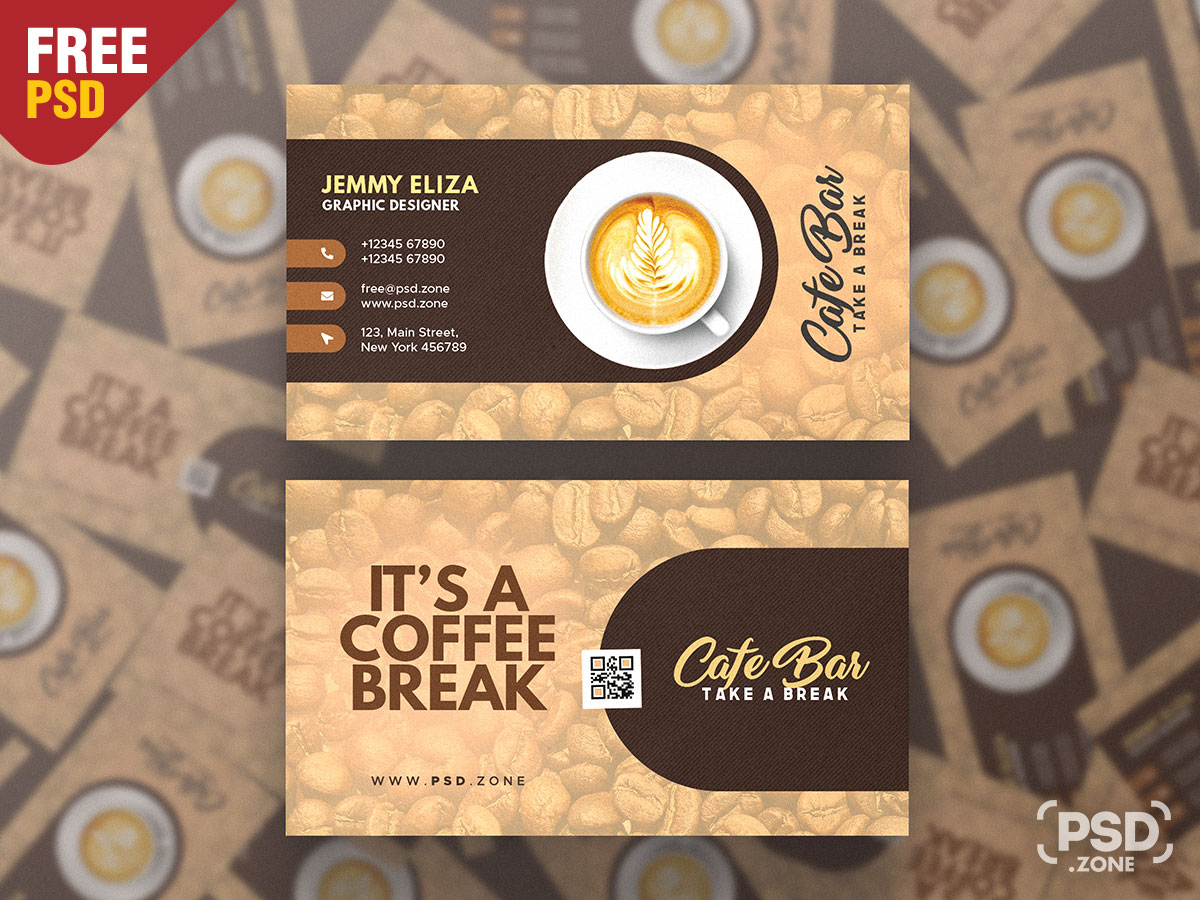 Designer Coffee Shop Business Card PSD - PSD Zone Regarding Coffee Business Card Template Free