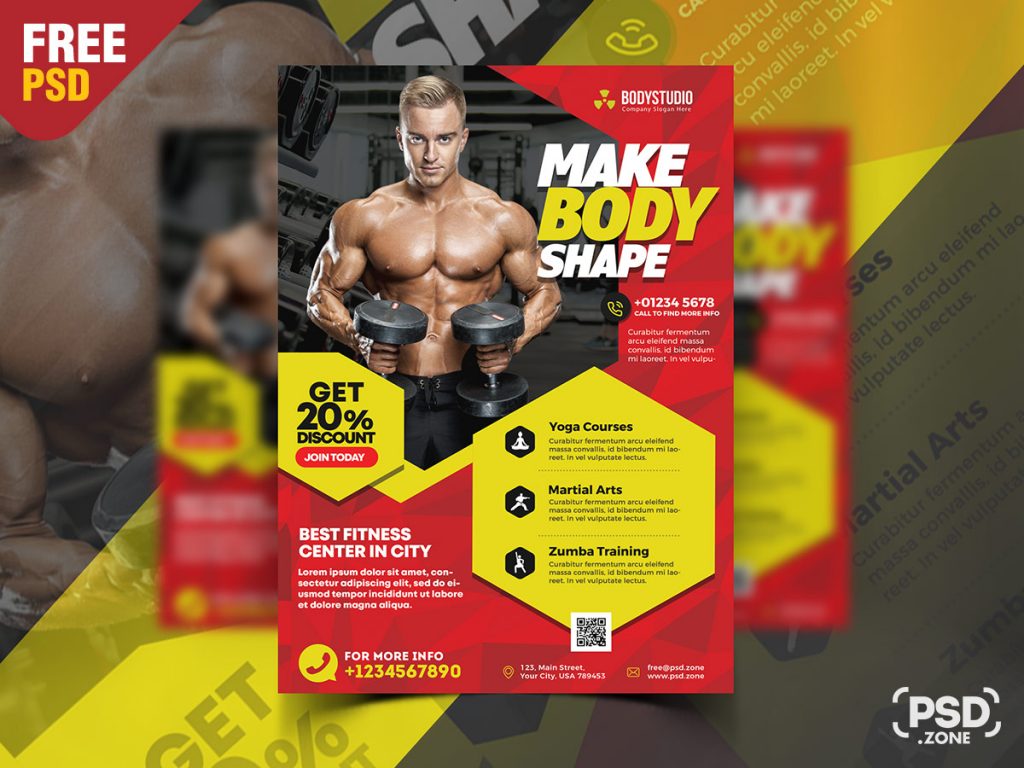 Gym And Fitness Ad Flyer PSD Template - PSD Zone