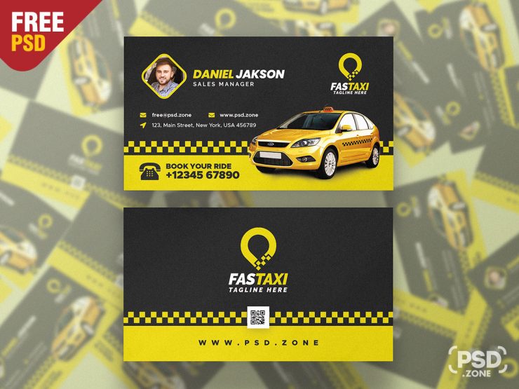 Taxi Cab Service Business Card PSD Template
