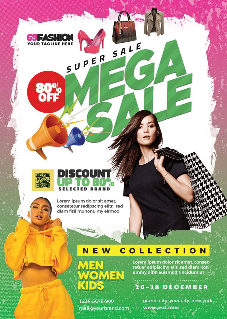 Premium Mega Sale Flyer PSD Template