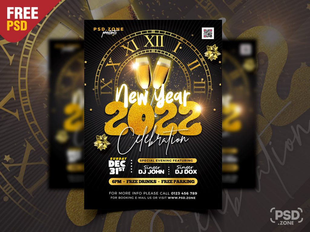 Happy New Year 2022 Party Flyer PSD - PSD Zone