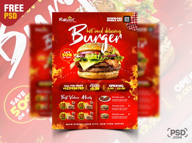 Premium Food Business Flyer PSD Template - PSD Zone