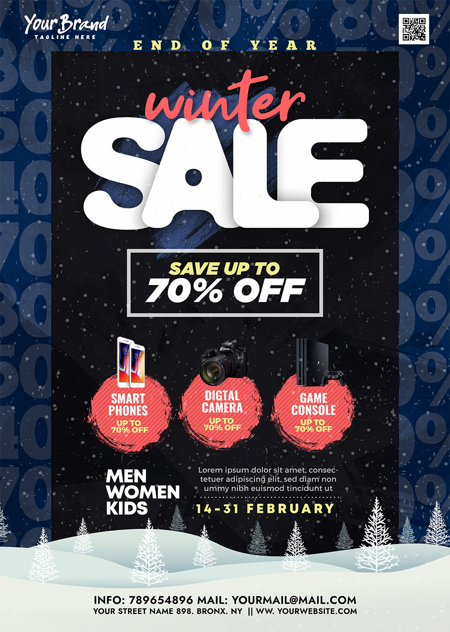 Winter Sale Marketing Flyer PSD Template - PSD Zone