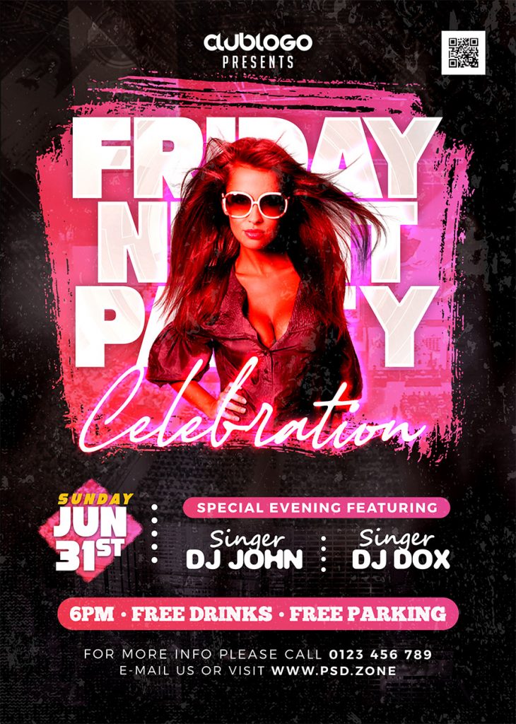 Friday Night Party Event Flyer PSD