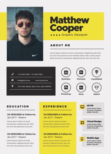 Awesome Creative Resume CV Design PSD - PSD Zone