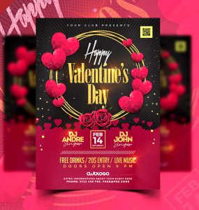 Lovely Valentines Day Party Flyer PSD