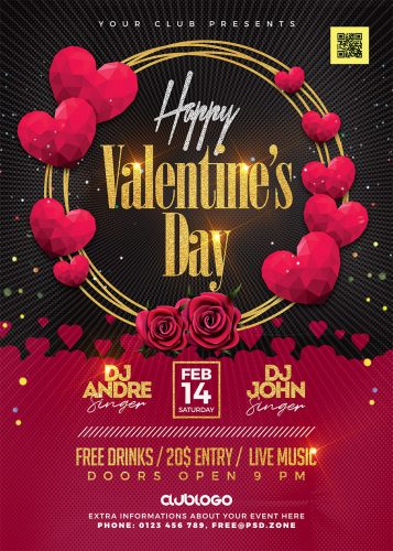 Lovely Valentines Day Party Flyer PSD - PSD Zone