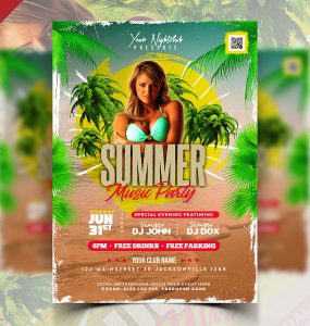 Summer Event Party Flyer Design PSD