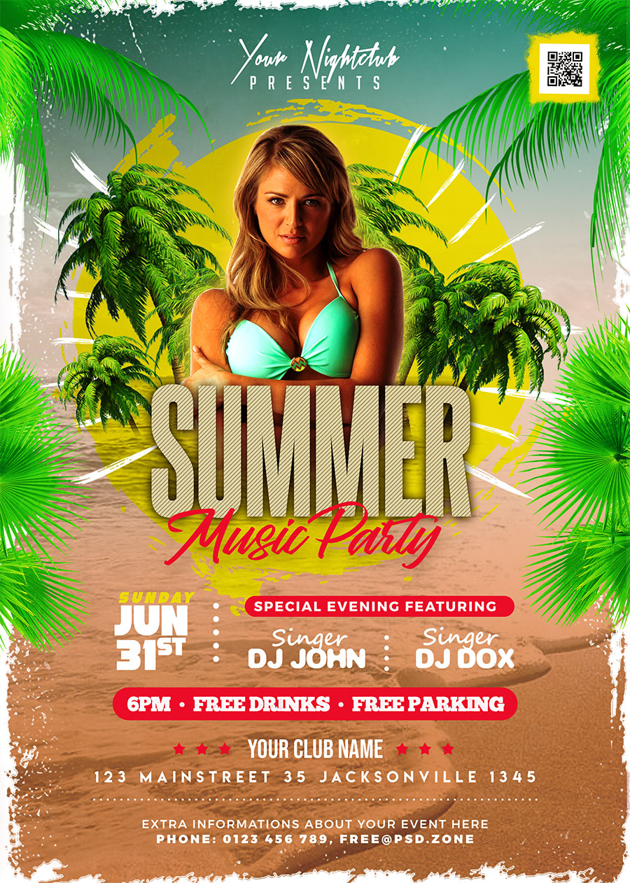 Summer Event Party Flyer Design PSD - PSD Zone