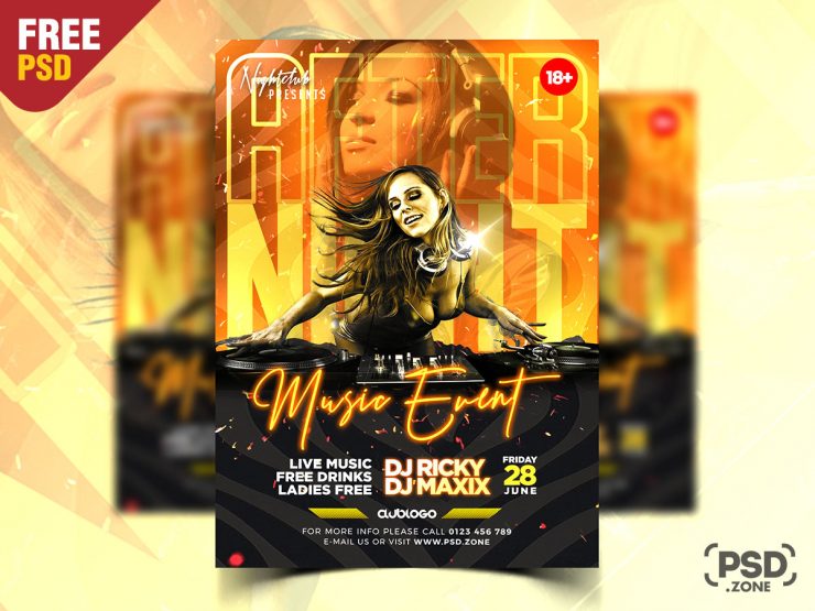 Club Night Party Flyer PSD Template